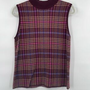 Ann Taylor Plaid Mock Neck Tank